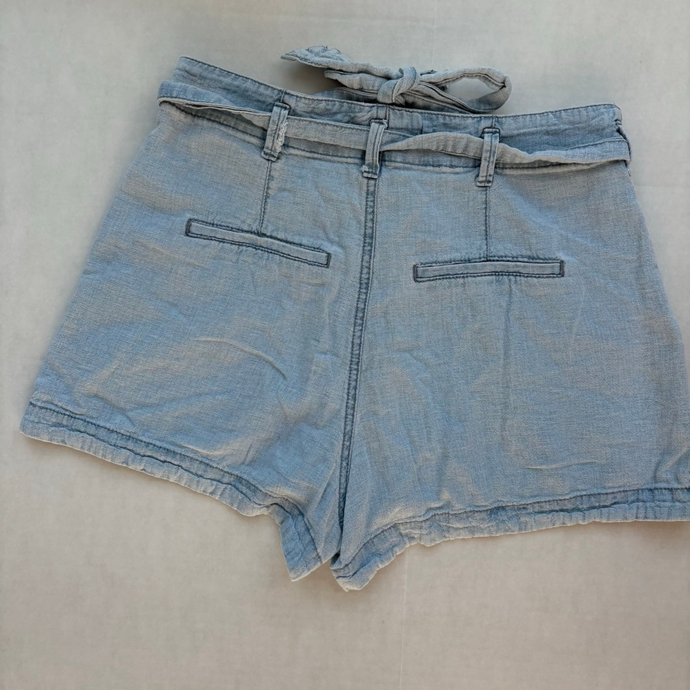 Women's Abercrombie & Fitch linen Light Blue High Waist Shorts S - Picture 2 of 13